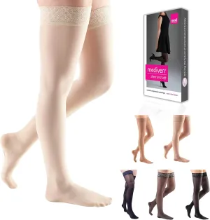 mediven Sheer & Soft for Women, 15-20 mmHg - Closed Toe, Thigh High with Top Band Compression Stockings, Sheer Hosiery