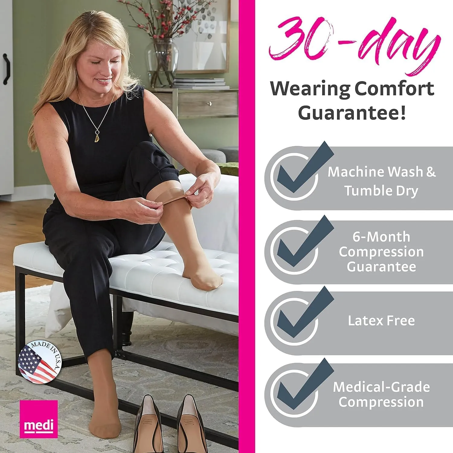 mediven Sheer & Soft for Women 20-30 mmHg - Closed Toe Leg Circulation Knee High Compression Stockings for Women Sheer Leg Support Compression Hosiery V-Petite Natural