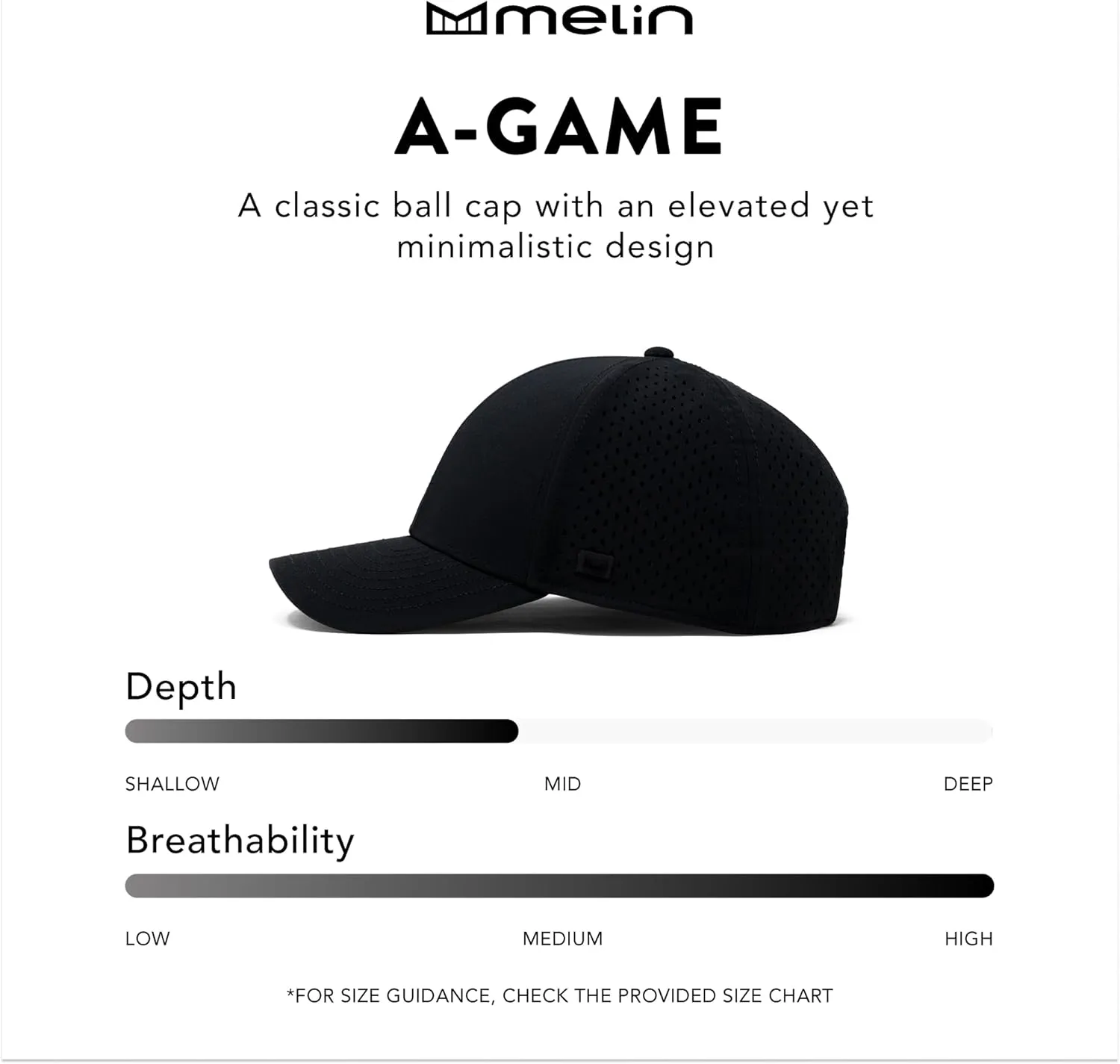 melin A-Game Hydro, Performance Snapback Hats, Water-Resistant Baseball Caps for Men & Women, Golf, Running, or Workout Hat