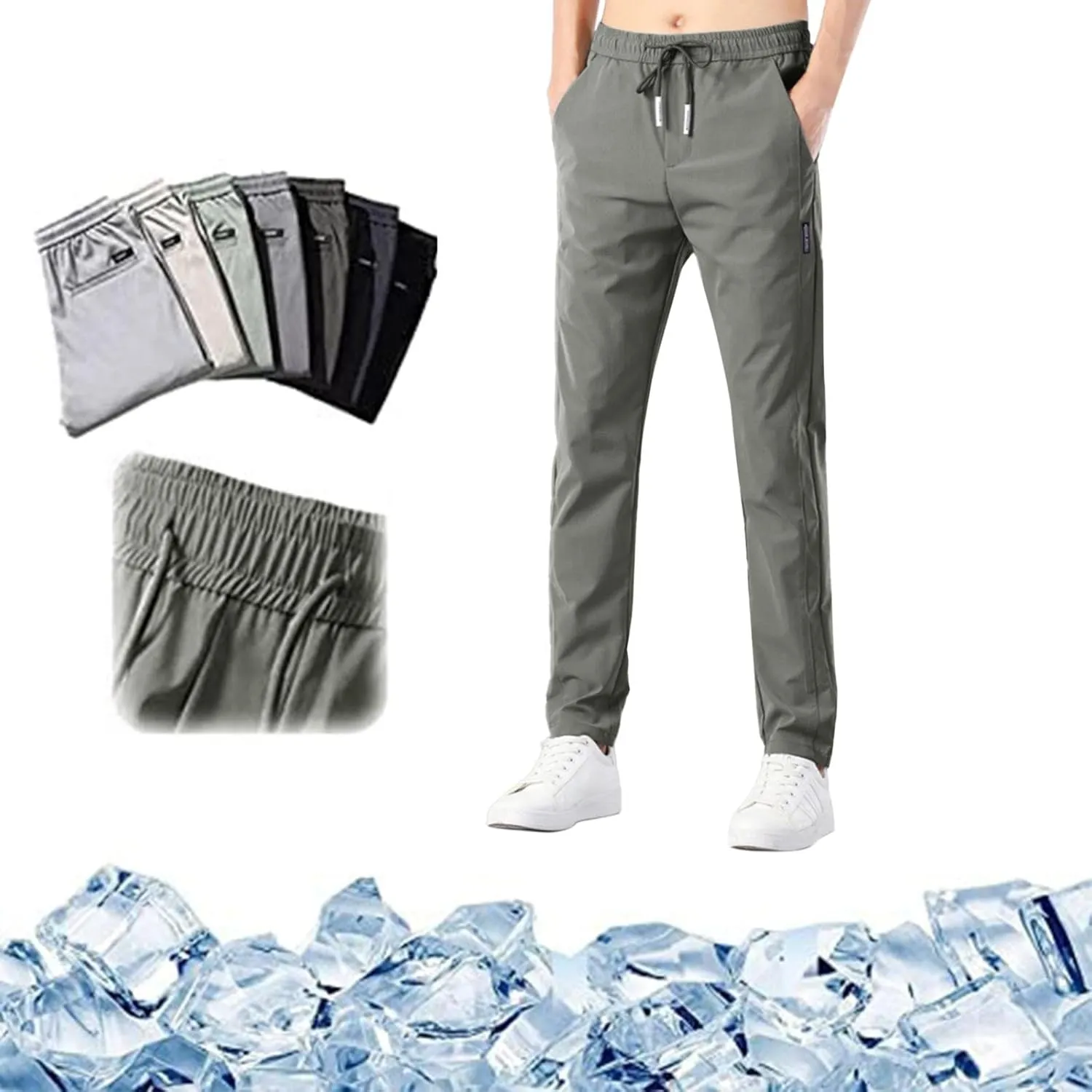 Men Combat Cargo Pants Casual Linen Stretch Drawstring Pant Beach Sweatpants Joggers Baggy Yoga Jogger Bottoms