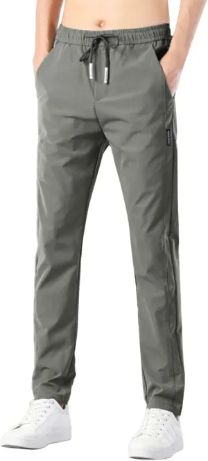 Men Combat Cargo Pants Casual Linen Stretch Drawstring Pant Beach Sweatpants Joggers Baggy Yoga Jogger Bottoms