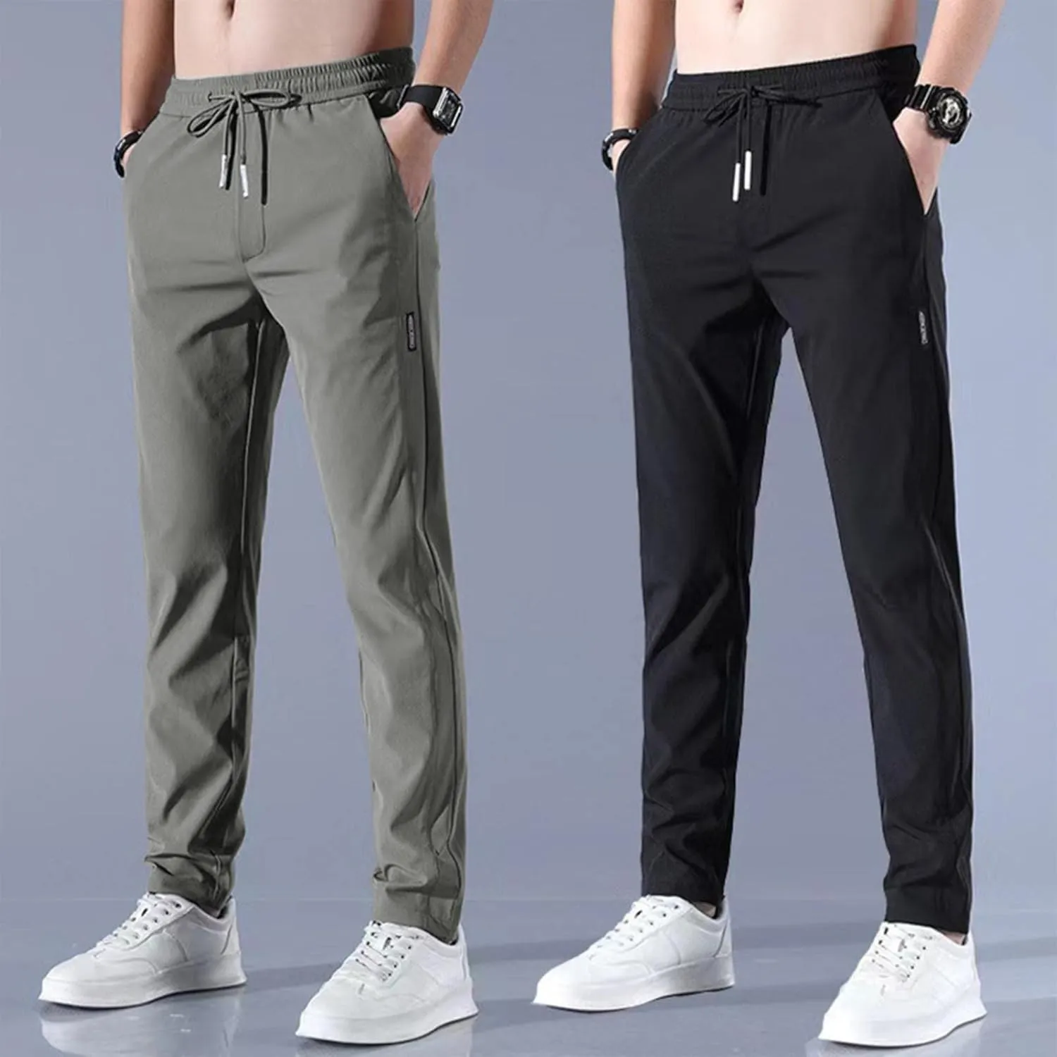 Men Combat Cargo Pants Casual Linen Stretch Drawstring Pant Beach Sweatpants Joggers Baggy Yoga Jogger Bottoms
