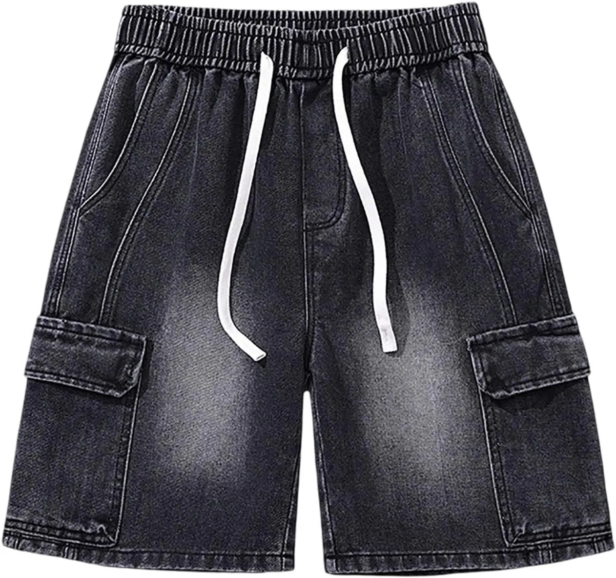 Men Loose Hip Hop Long Jean Shorts Work Denim Shorts with Pockets Skateboard Pants Streetwear Clothes