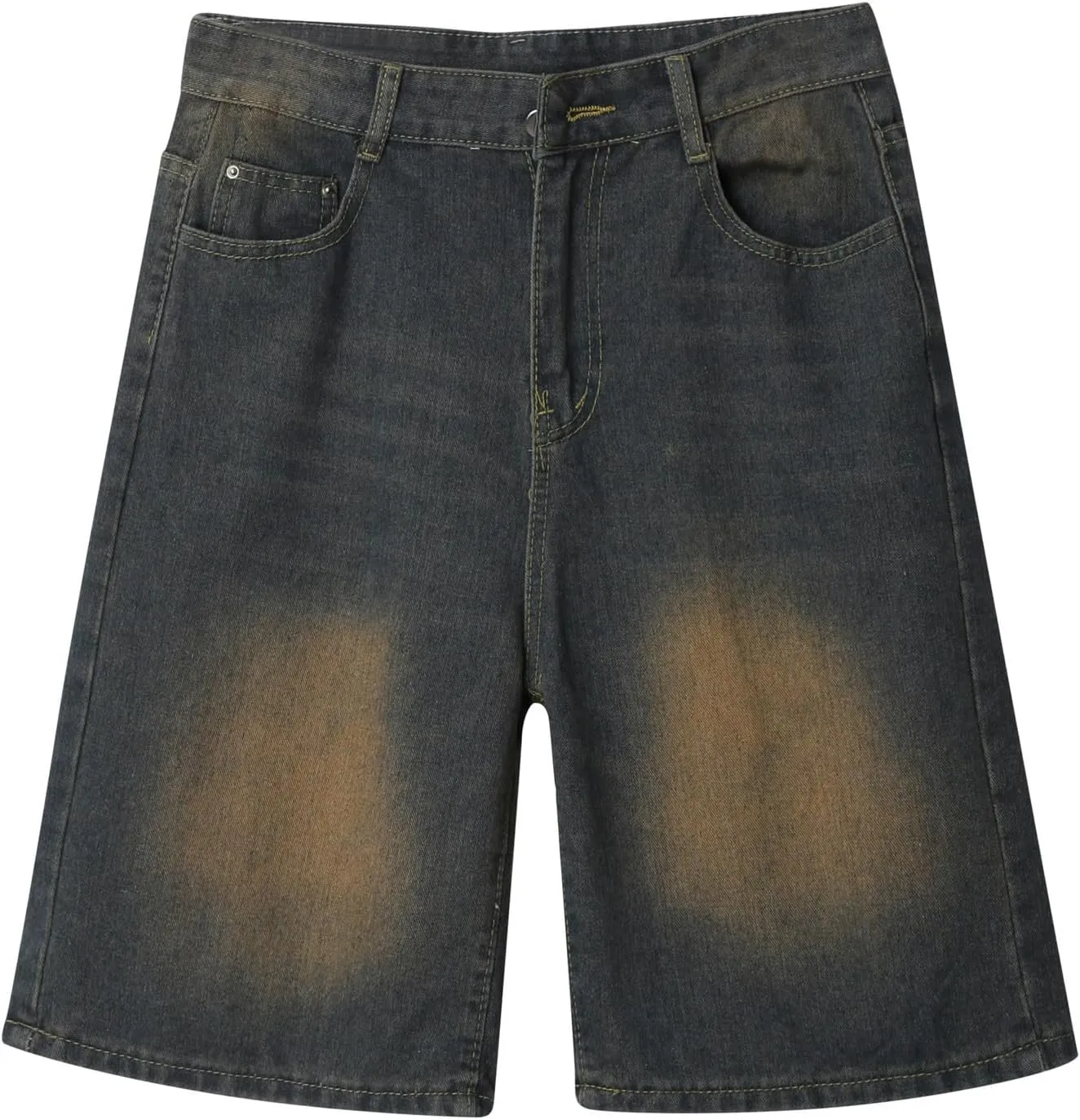 Men Loose Hip Hop Long Jean Shorts Work Denim Shorts with Pockets Skateboard Pants Streetwear Clothes