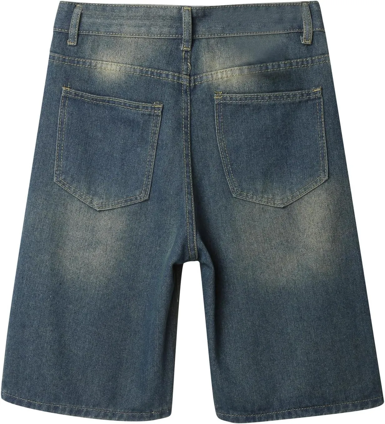 Men Loose Hip Hop Long Jean Shorts Work Denim Shorts with Pockets Skateboard Pants Streetwear Clothes