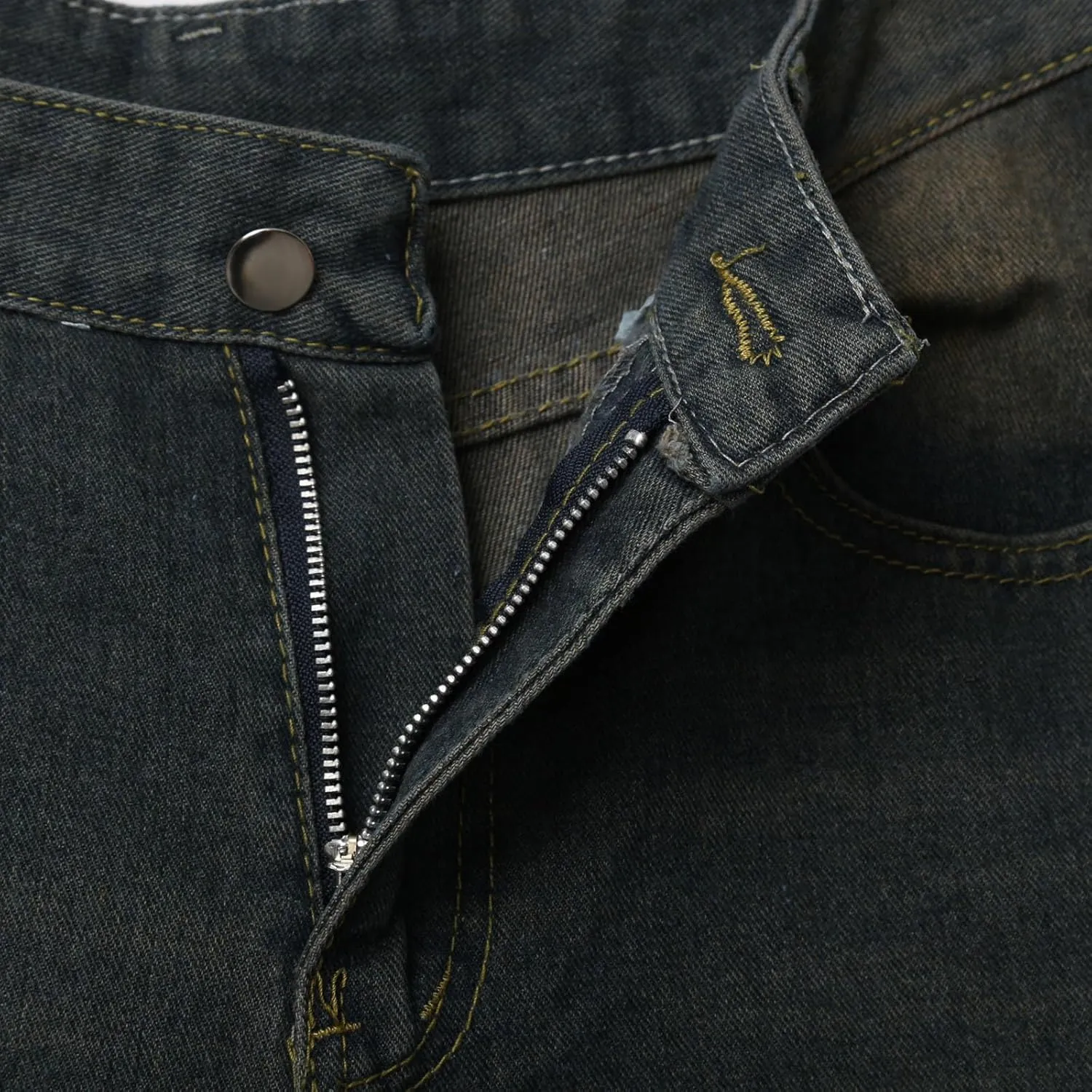 Men Loose Hip Hop Long Jean Shorts Work Denim Shorts with Pockets Skateboard Pants Streetwear Clothes