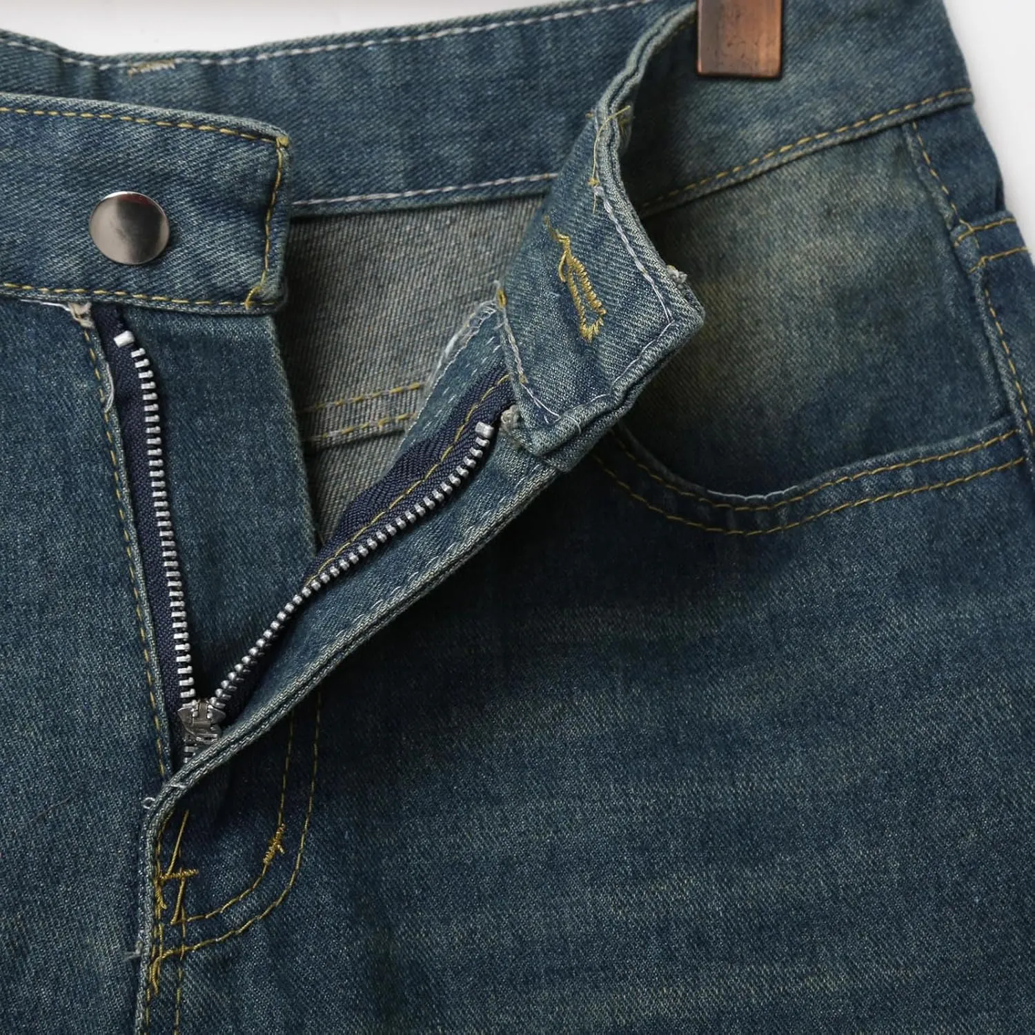 Men Loose Hip Hop Long Jean Shorts Work Denim Shorts with Pockets Skateboard Pants Streetwear Clothes