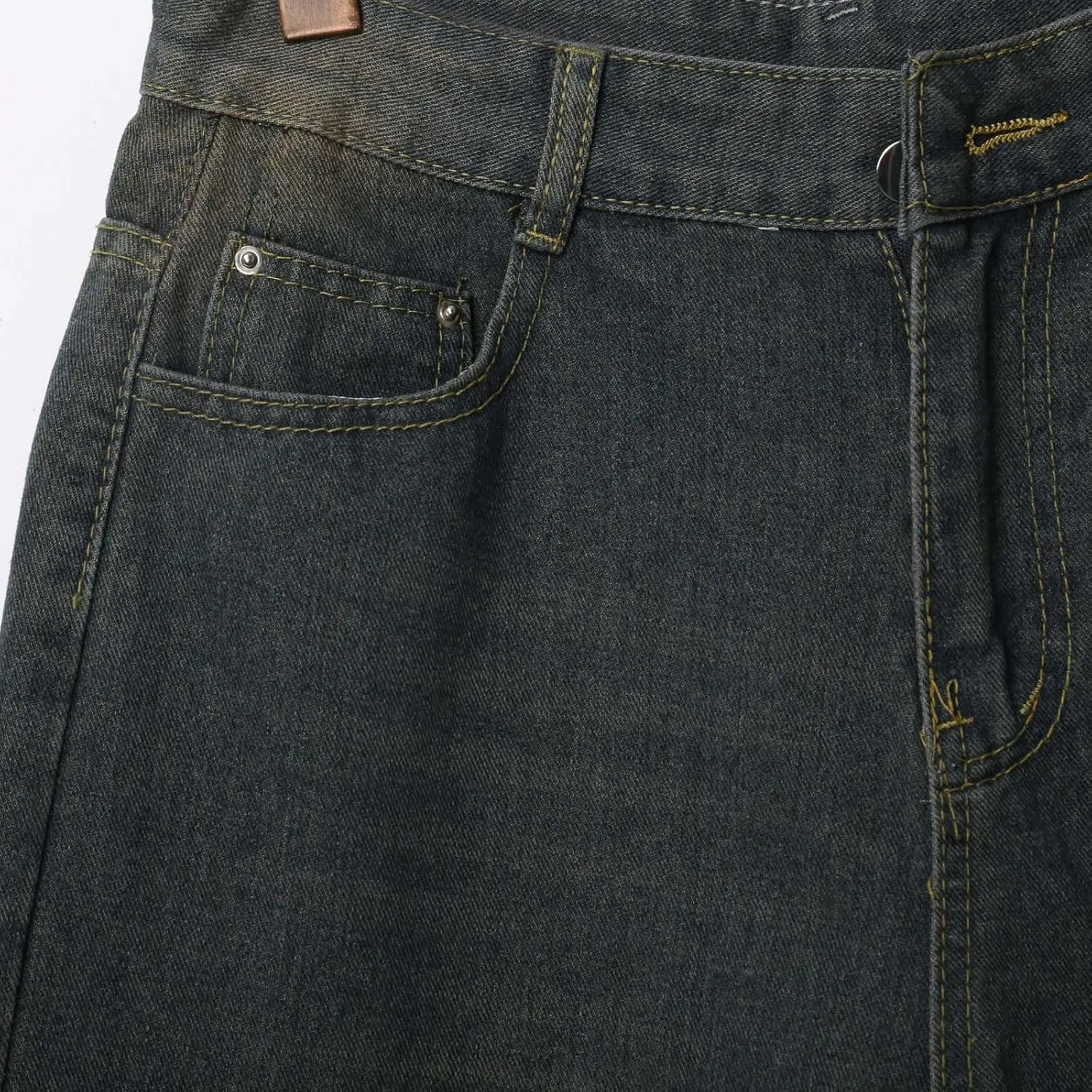 Men Loose Hip Hop Long Jean Shorts Work Denim Shorts with Pockets Skateboard Pants Streetwear Clothes