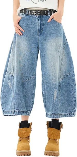 Men Y2K Grunge Baggy Jean Shorts Summer Casual Hip Hop Cargo Pants Loose Denim Shorts with Pockets