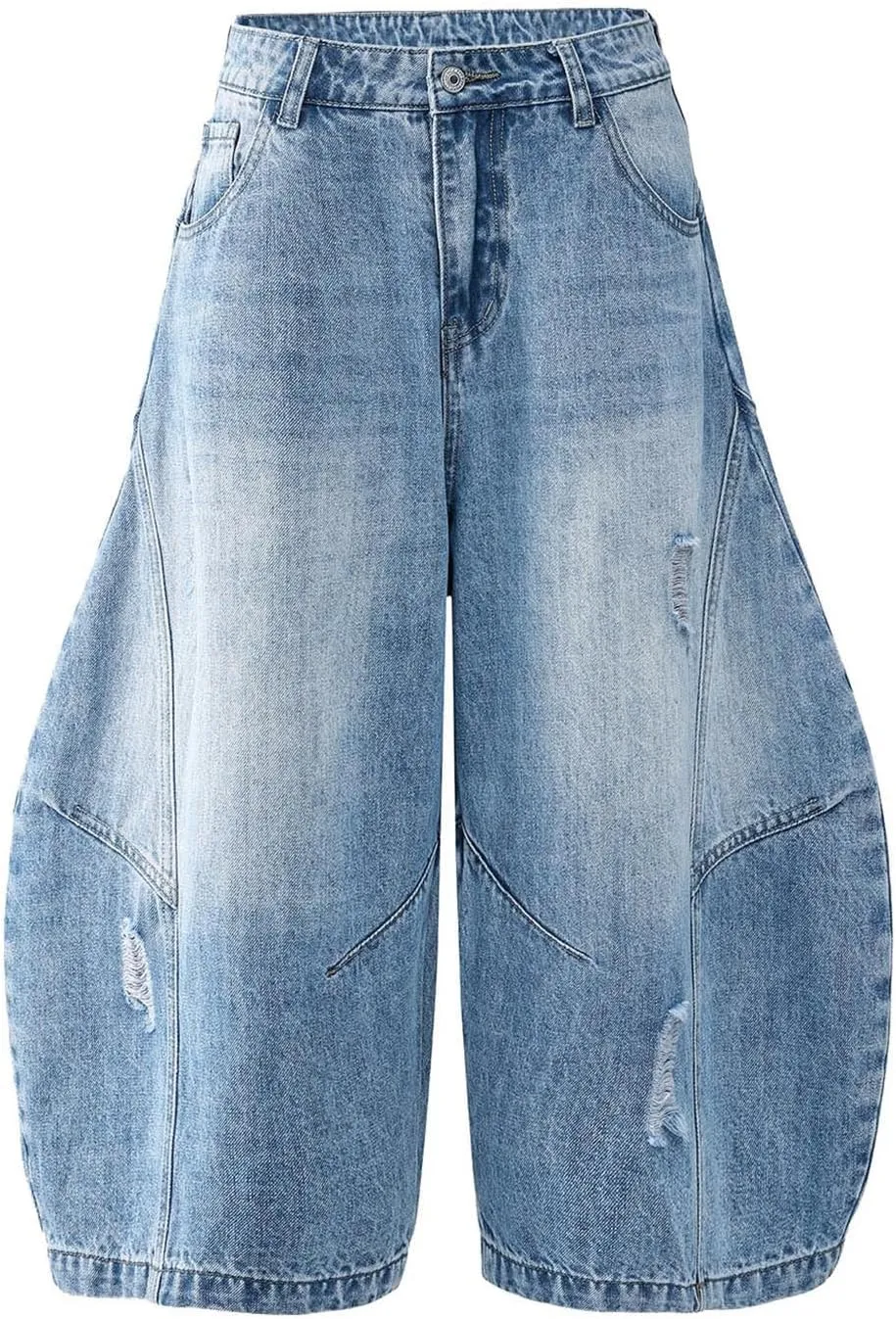 Men Y2K Grunge Baggy Jean Shorts Summer Casual Hip Hop Cargo Pants Loose Denim Shorts with Pockets