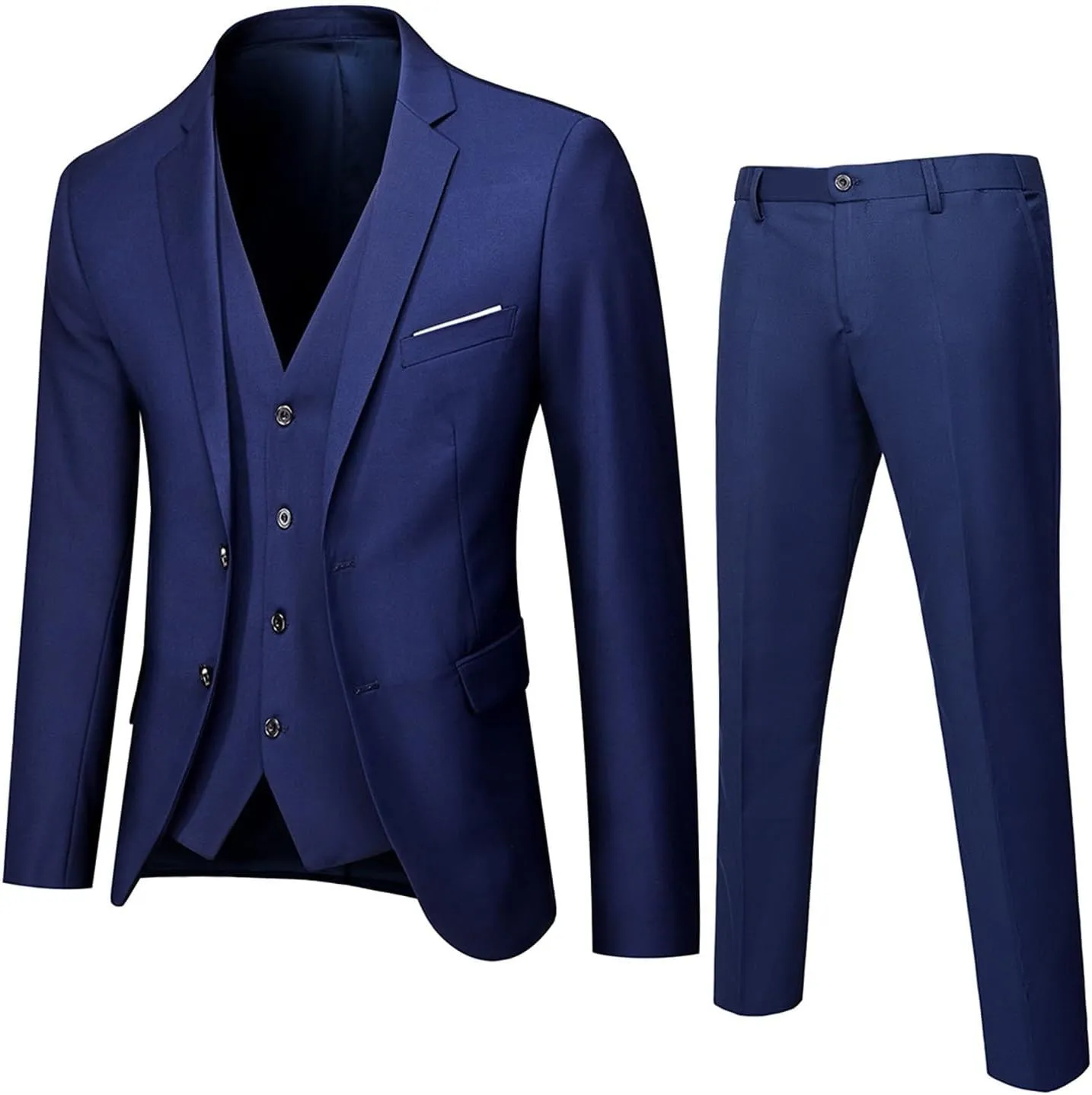 Mens 3 Piece Suit Slim Fit Solid Party Wedding Tuxedo Suits Blazer Jacket Vest Pants Set Big and Tall Suits for Men