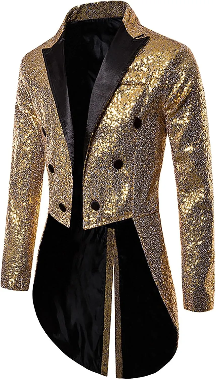 Men's Blazer Shiny Satin Suit Jacket Silky Tuxedo Jackets Bomber Jacket Coat Long Sleeve for Wedding Prom Party Dinner