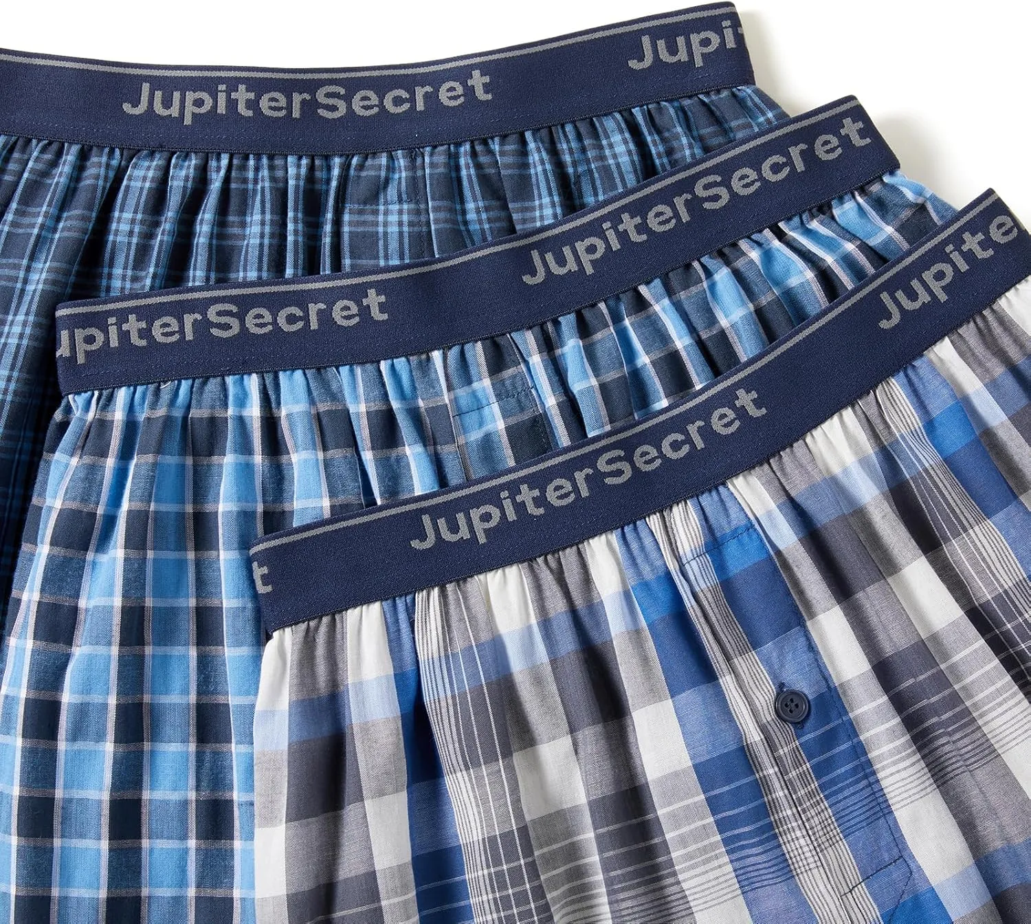 Men's Boxer Shorts 100% Cotton Classic Plaid Woven Boxers for Men Soft Breathable Mens Underwear with Button Fly