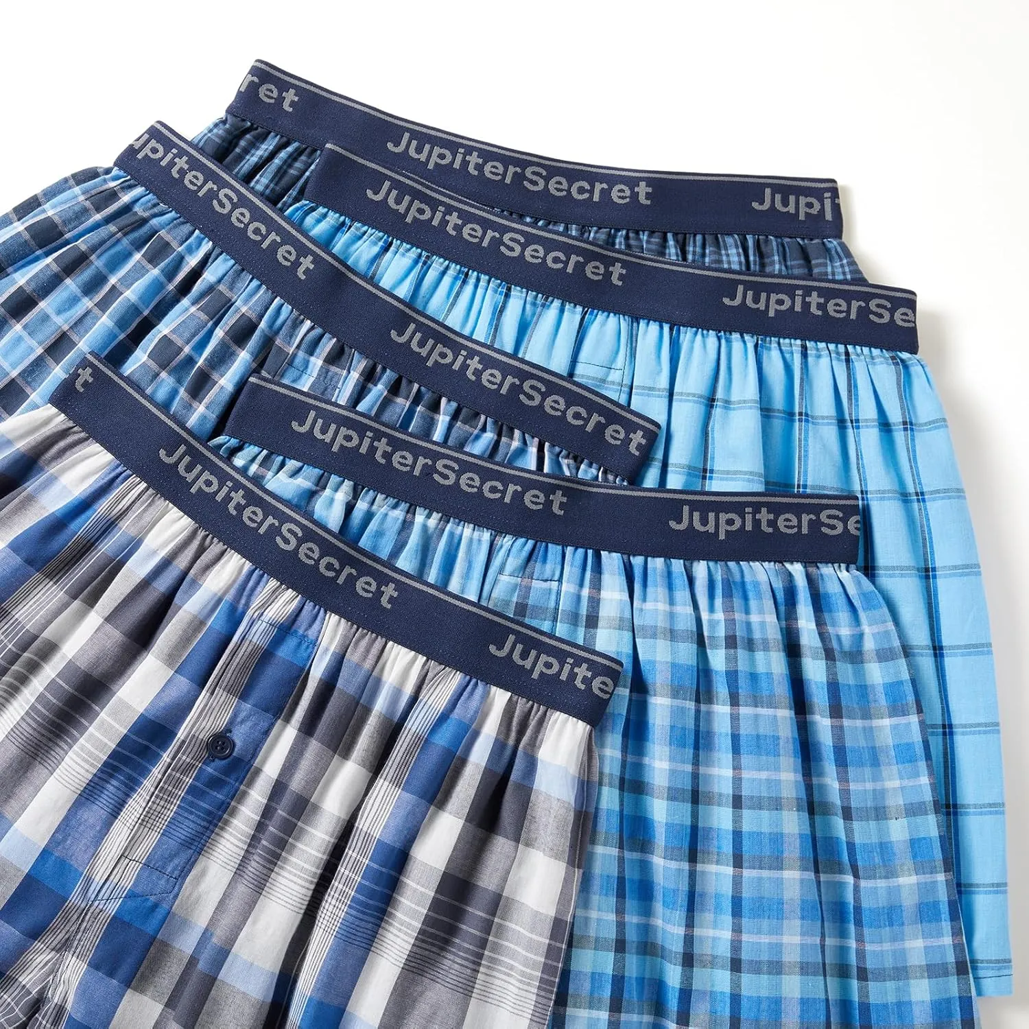 Men's Boxer Shorts 100% Cotton Classic Plaid Woven Boxers for Men Soft Breathable Mens Underwear with Button Fly