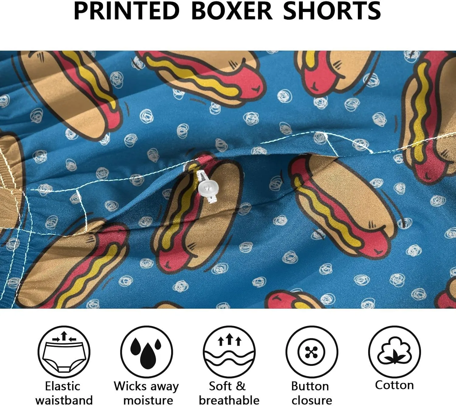 Men's Boxer Shorts Soft Breathable Woven Boxer Briefs Underwear Button Fly S-XXL