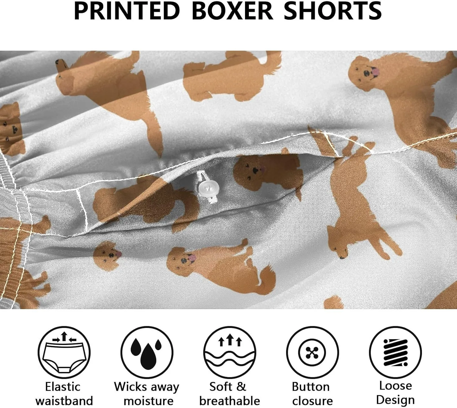 Men's Boxer Shorts Soft Breathable Woven Boxer Briefs Underwear Button Fly S-XXL