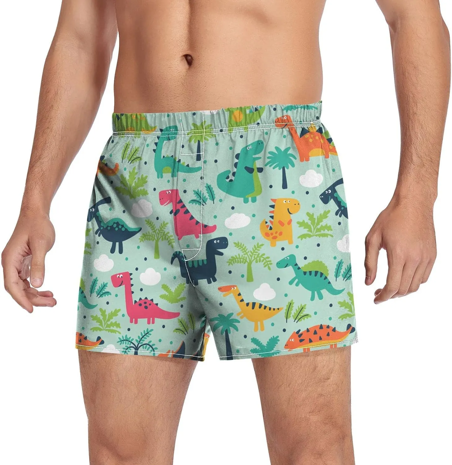 Men's Boxer Shorts Soft Breathable Woven Boxer Briefs Underwear Button Fly S-XXL