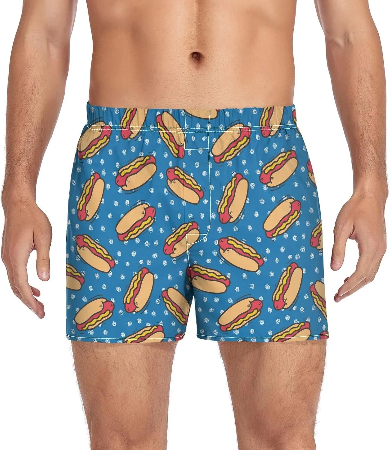 Men's Boxer Shorts Soft Breathable Woven Boxer Briefs Underwear Button Fly S-XXL