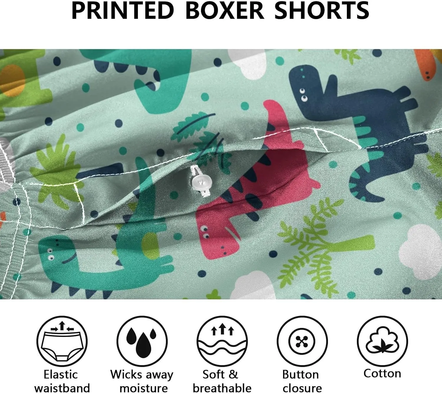 Men's Boxer Shorts Soft Breathable Woven Boxer Briefs Underwear Button Fly S-XXL