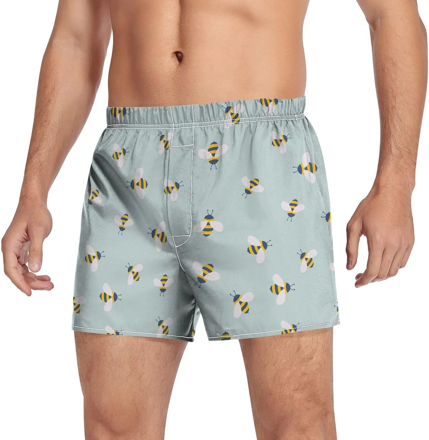 Men's Boxer Shorts, Soft Breathable Woven Boxer Briefs Underwear Button Fly S-XXL