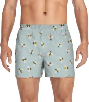 Men's Boxer Shorts, Soft Breathable Woven Boxer Briefs Underwear Button Fly S-XXL