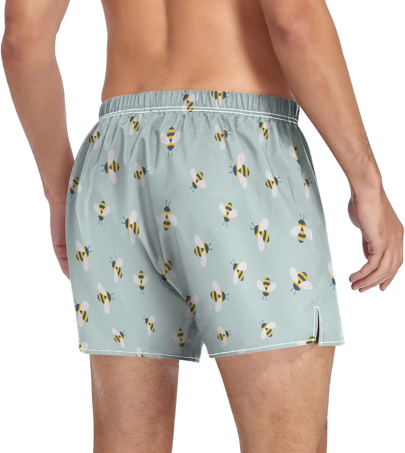 Men's Boxer Shorts, Soft Breathable Woven Boxer Briefs Underwear Button Fly S-XXL