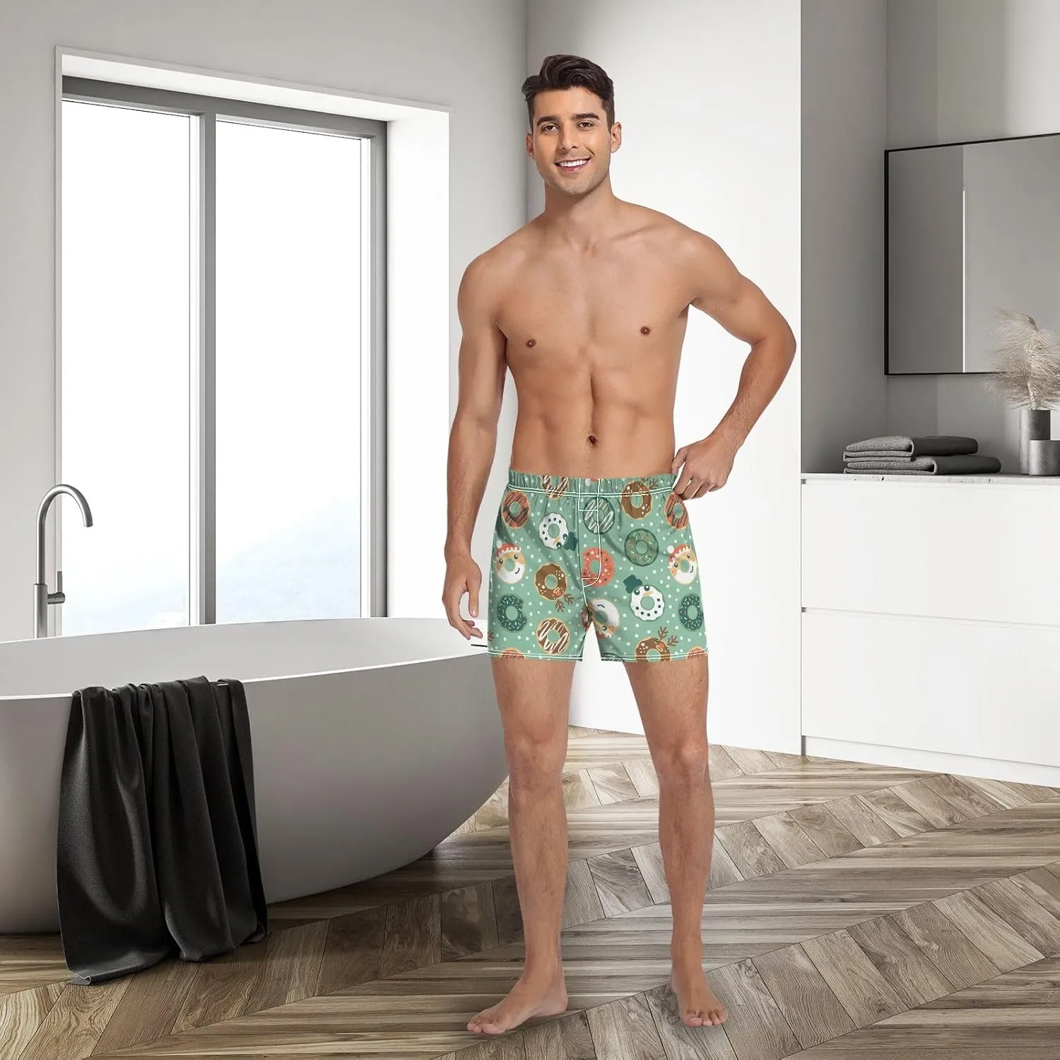 Men's Boxer Shorts Soft Breathable Woven Boxer Briefs Underwear Button Fly S-XXL