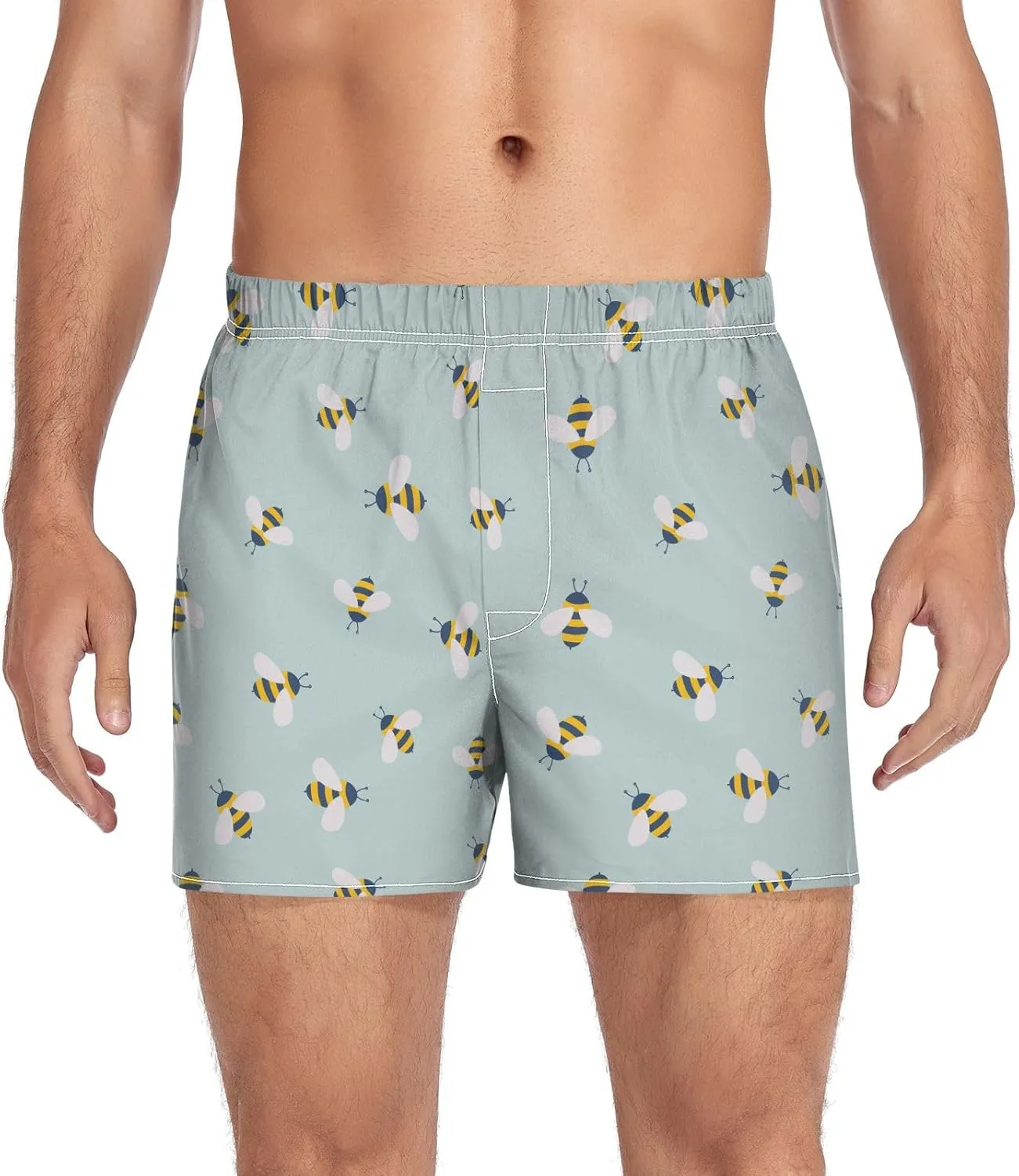 Men's Boxer Shorts, Soft Breathable Woven Boxer Briefs Underwear Button Fly S-XXL
