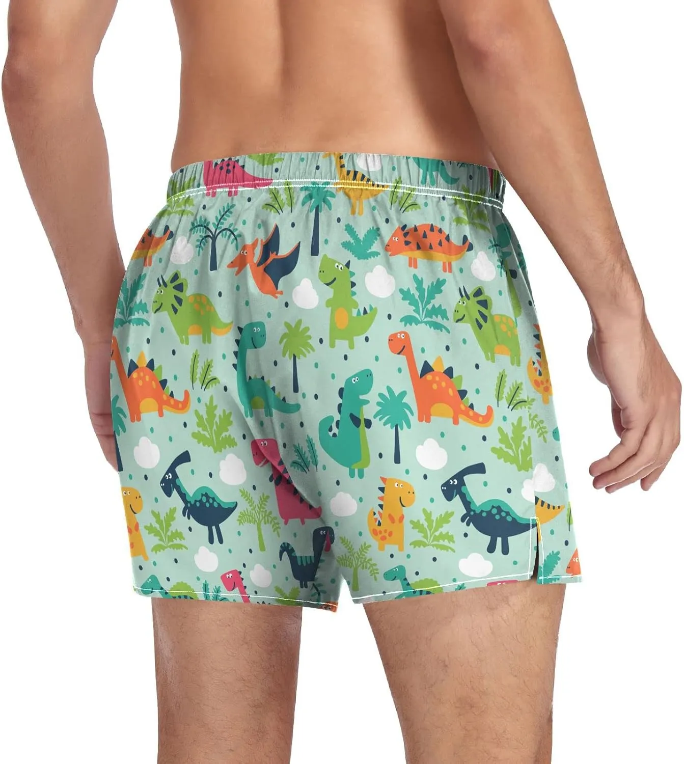 Men's Boxer Shorts Soft Breathable Woven Boxer Briefs Underwear Button Fly S-XXL