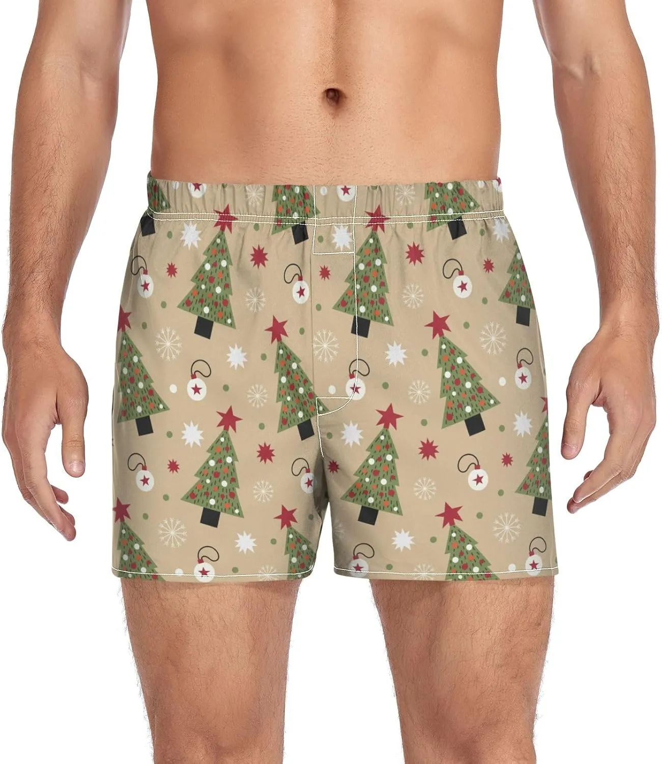 Men's Boxer Shorts, Soft Breathable Woven Boxer Briefs Underwear Button Fly