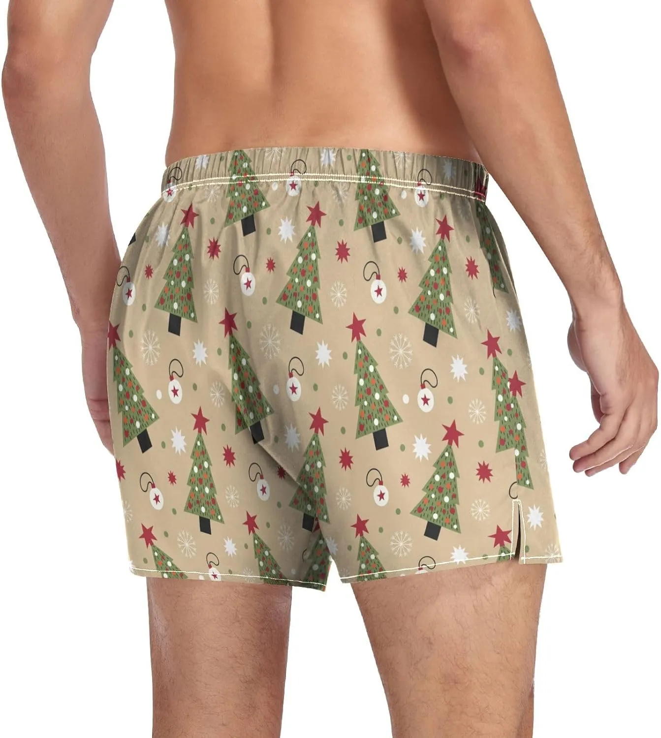 Men's Boxer Shorts, Soft Breathable Woven Boxer Briefs Underwear Button Fly