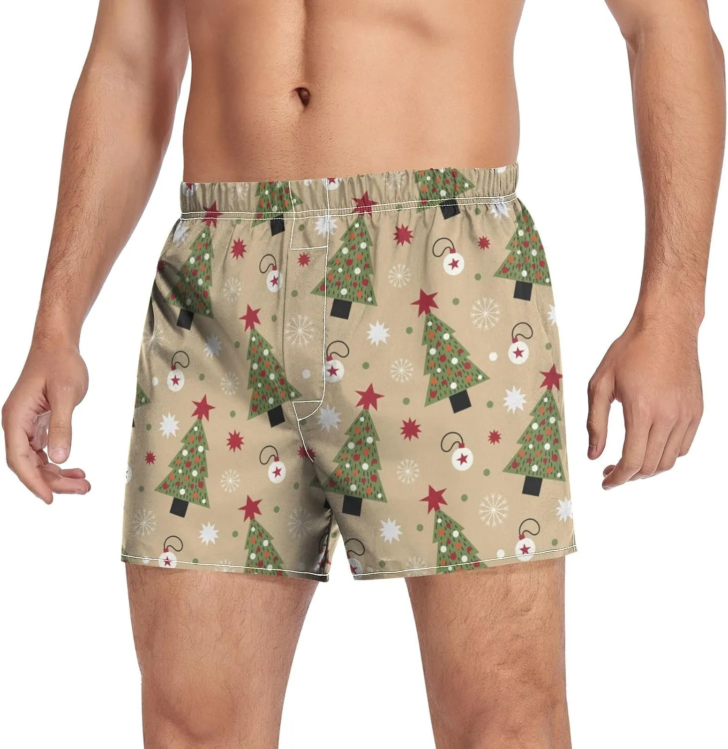 Men's Boxer Shorts, Soft Breathable Woven Boxer Briefs Underwear Button Fly