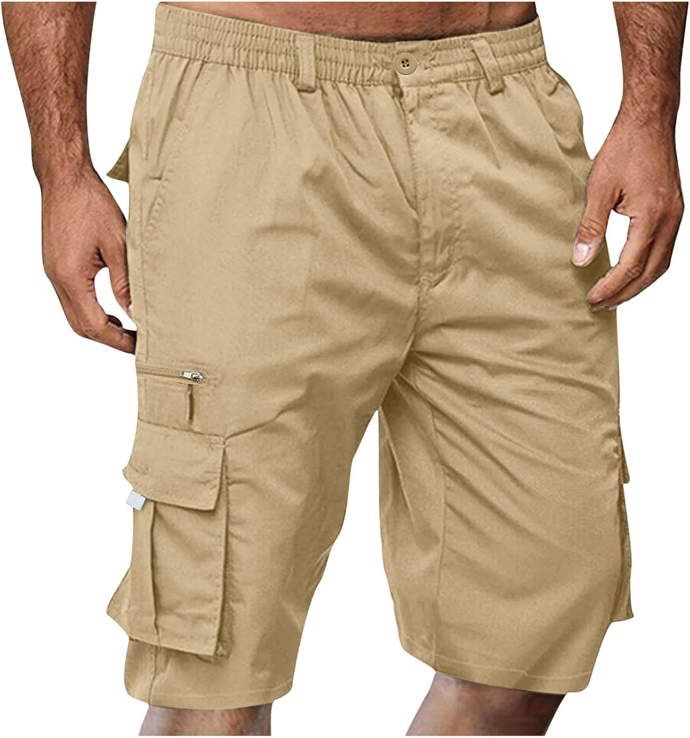 Men's Cargo Combat Pants Casual Linen Stretch Elasticated Waist Pant Fashion Sweatpant Joggers Running Workout