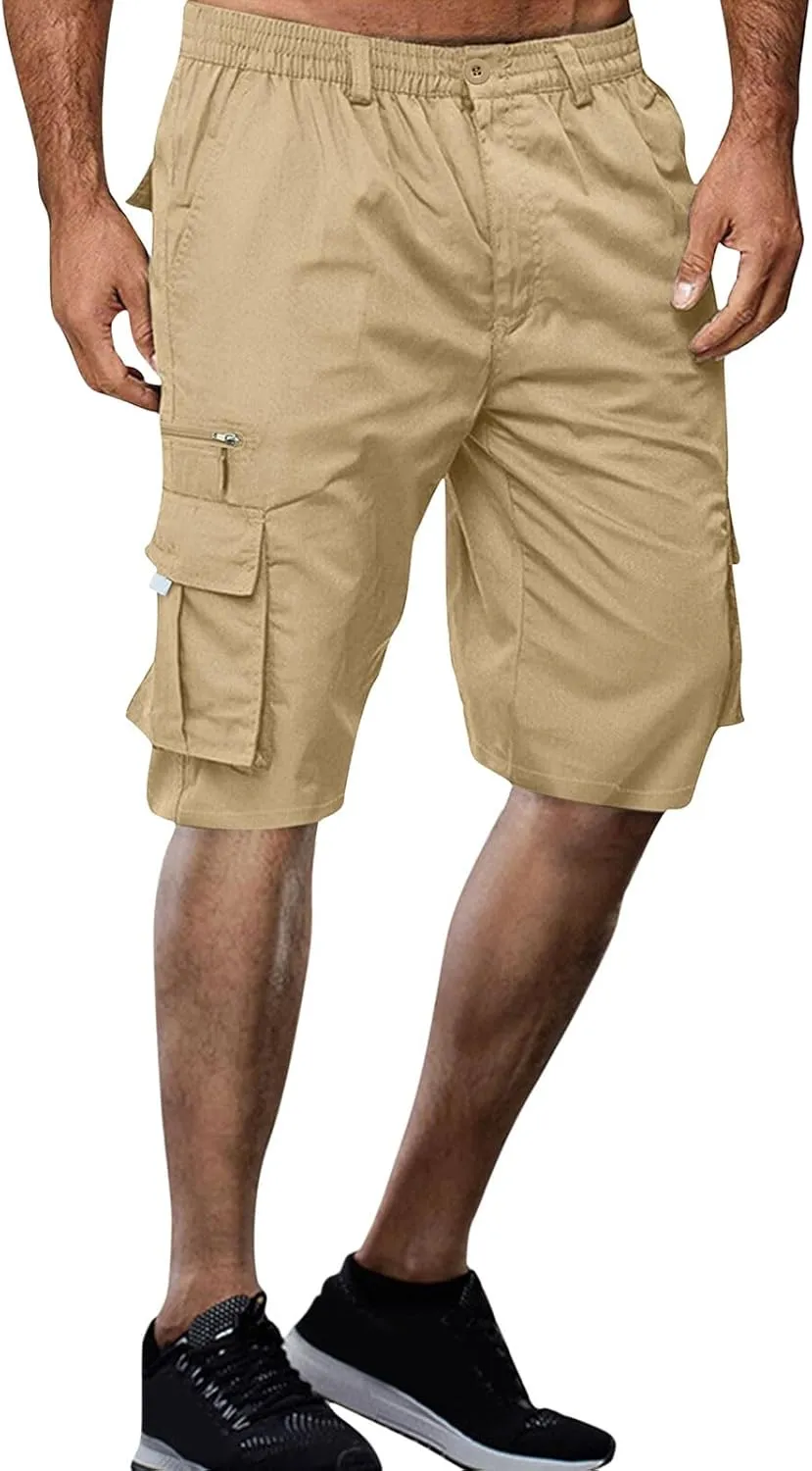 Men's Cargo Combat Pants Casual Linen Stretch Elasticated Waist Pant Fashion Sweatpant Joggers Running Workout