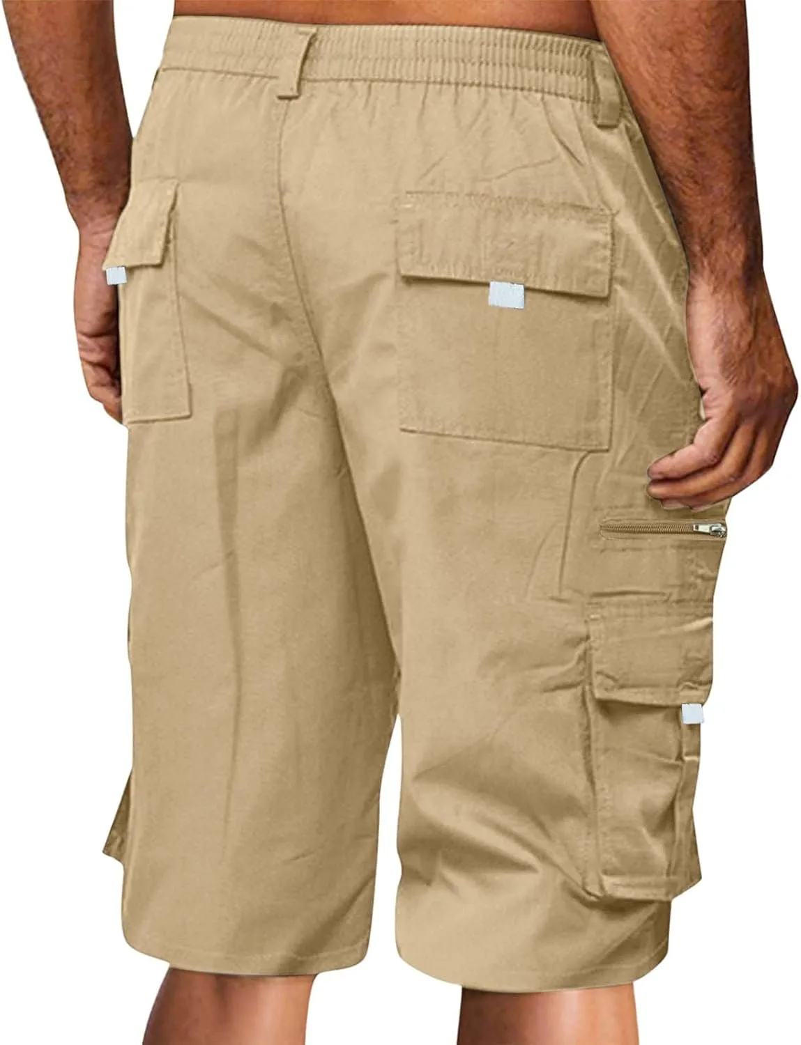 Men's Cargo Combat Pants Casual Linen Stretch Elasticated Waist Pant Fashion Sweatpant Joggers Running Workout