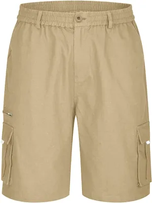 Men's Cargo Combat Pants Casual Linen Stretch Elasticated Waist Pant Fashion Sweatpant Joggers Running Workout