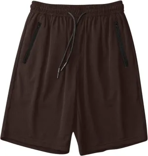 Men's Gym Shorts Mesh Breathable Quick-Dry Basketball Running Lightweight Athletic Workout Shorts with Zipper Pockets