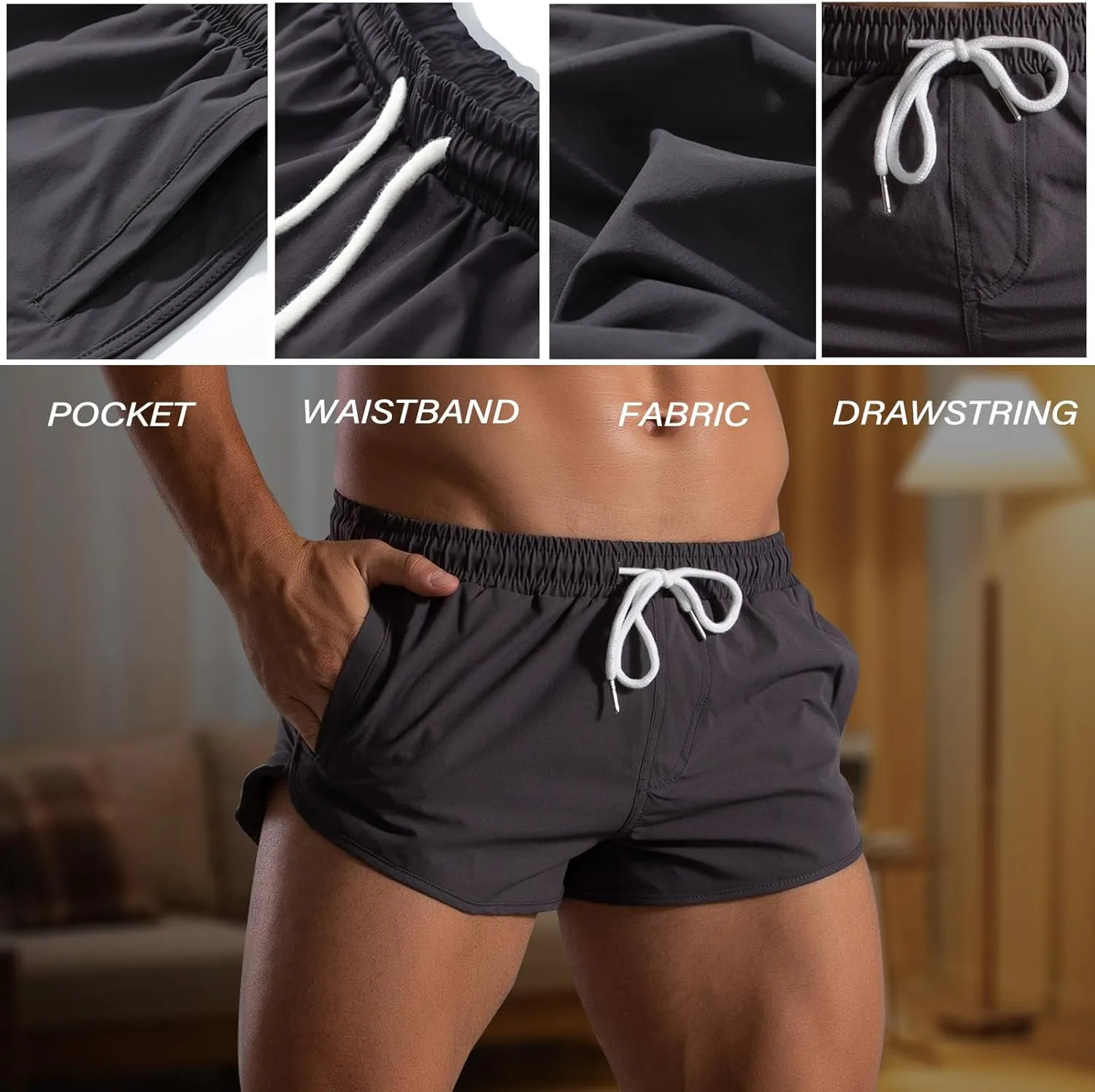 Mens Running Shorts 3 Inch Gym Short Shorts Quick Dry Athletic Workout SweatShorts with Pockets