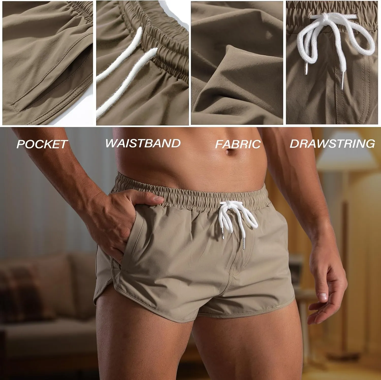 Mens Running Shorts 3 Inch Gym Short Shorts Quick Dry Athletic Workout SweatShorts with Pockets