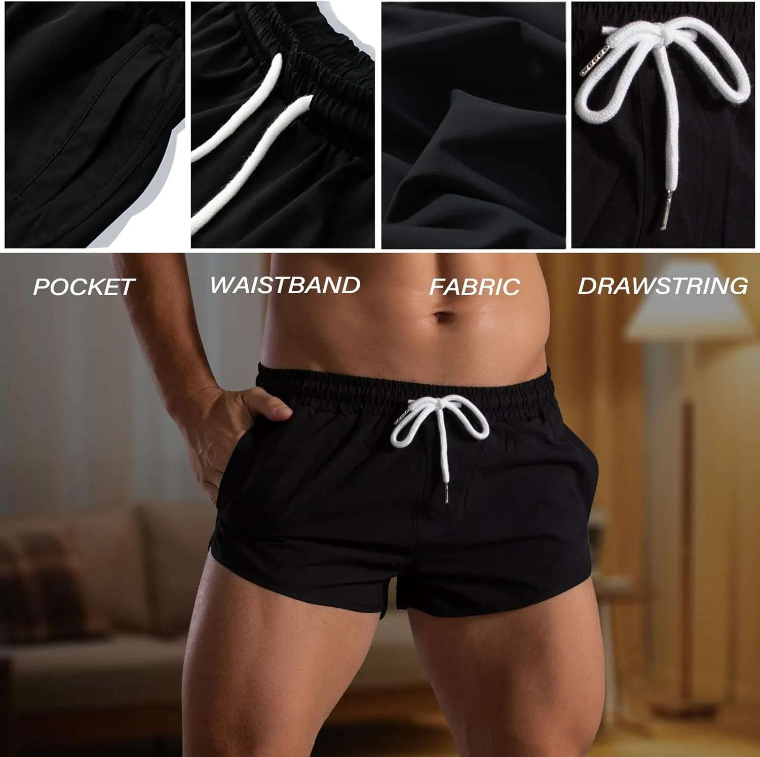 Mens Running Shorts 3 Inch Gym Short Shorts Quick Dry Athletic Workout SweatShorts with Pockets