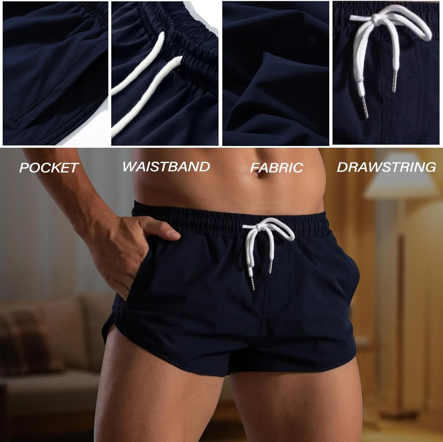 Mens Running Shorts 3 Inch Gym Short Shorts Quick Dry Athletic Workout SweatShorts with Pockets