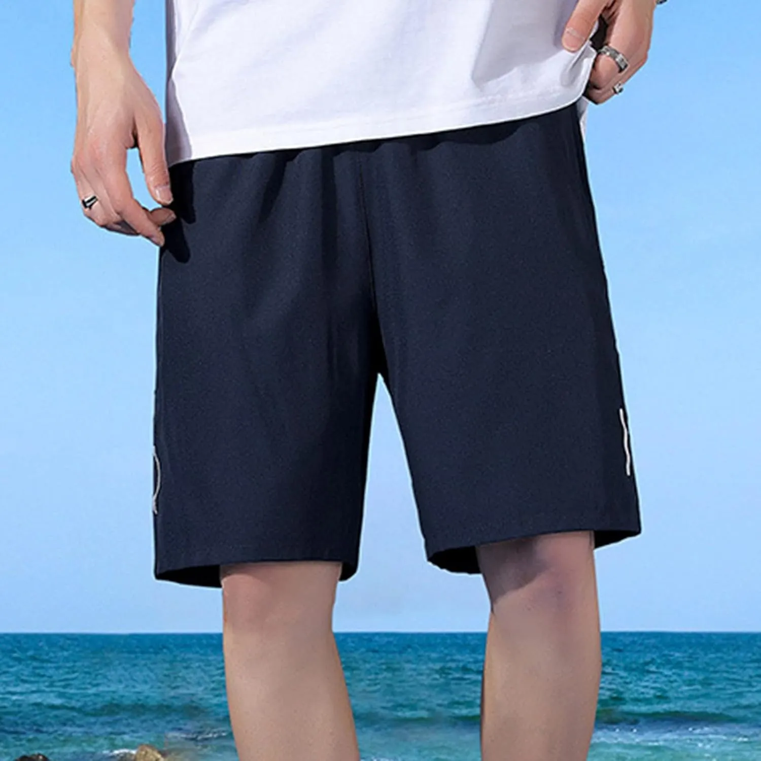 Mens Shorts Men's Solid Gym Workout Shorts Running Shorts Quick Dry Loose Training Shorts with Zipper Pockets