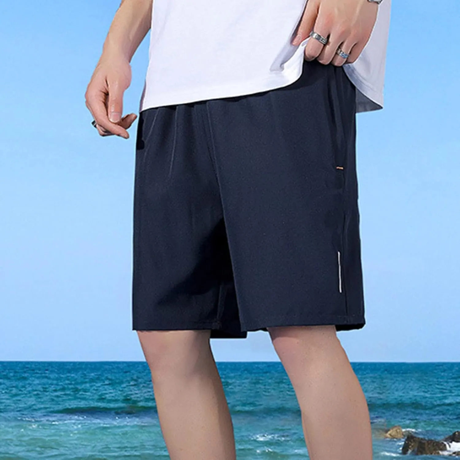 Mens Shorts Men's Solid Gym Workout Shorts Running Shorts Quick Dry Loose Training Shorts with Zipper Pockets