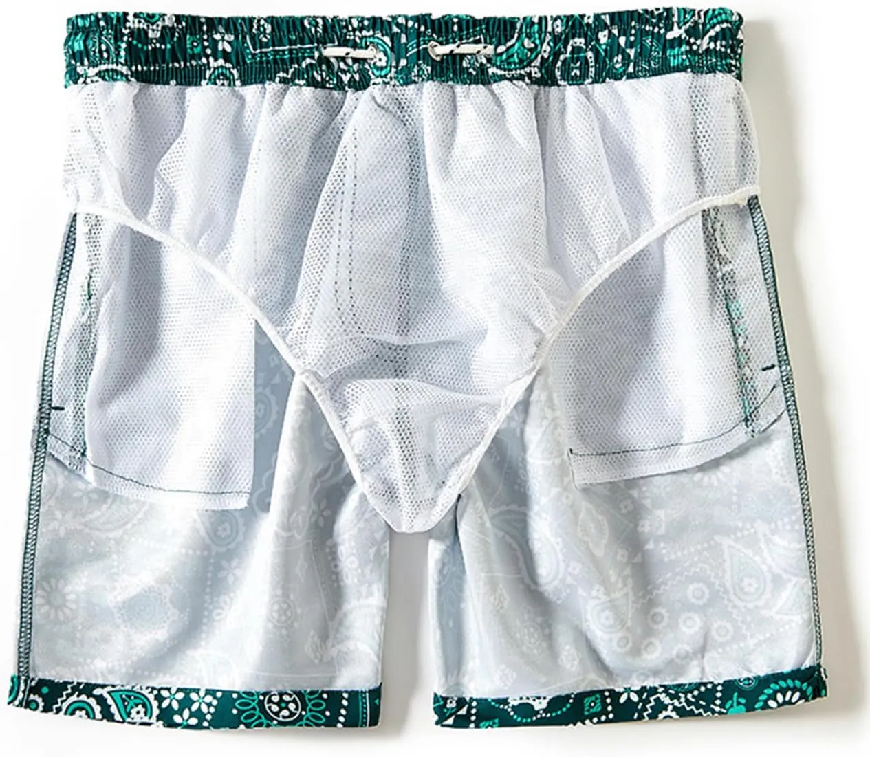 Men's Striped Swim Trunks Bathing Suits Quick Dry Board Shorts Mesh Lining Beach Swimwear with Pockets
