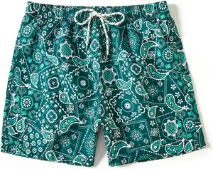 Men's Striped Swim Trunks Bathing Suits Quick Dry Board Shorts Mesh Lining Beach Swimwear with Pockets