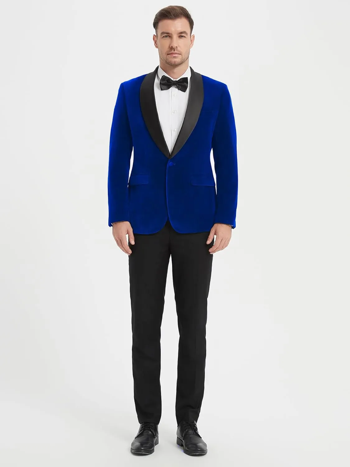 Mens Suit Jacket Tuxedo Blazer Slim Fit Velvet Solid Shawl Lapel Bow Tie Prom Party Wedding Business Dinner