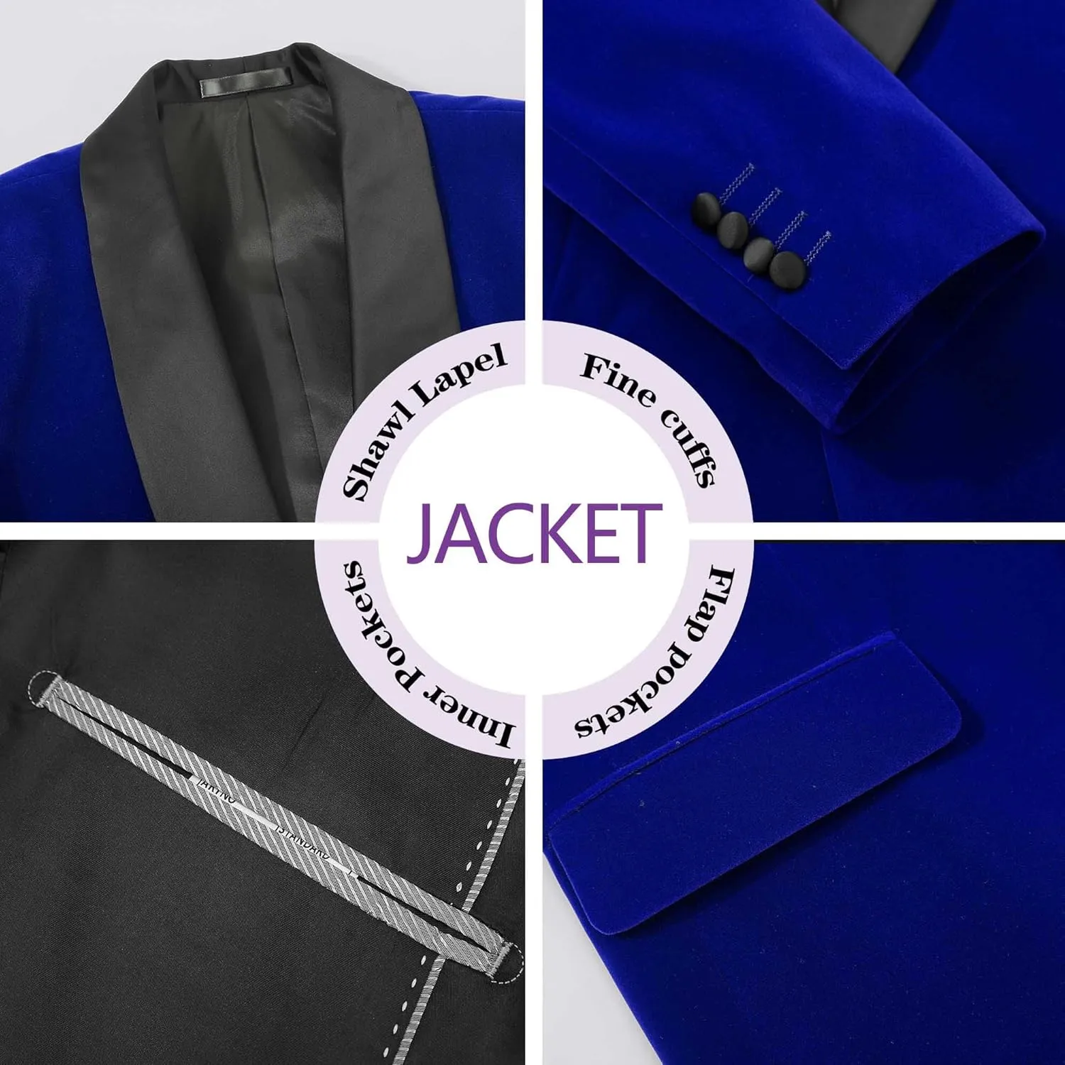 Mens Suit Jacket Tuxedo Blazer Slim Fit Velvet Solid Shawl Lapel Bow Tie Prom Party Wedding Business Dinner