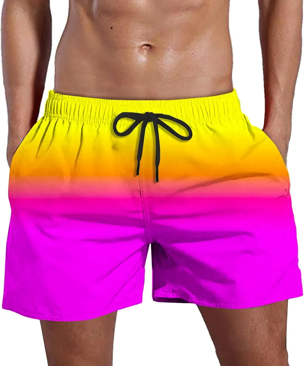 Men's Swim Trunks Quick Dry Beach Vacation Shorts Summer Board Sports Casual Swimwear Bathing Suit with Pocket