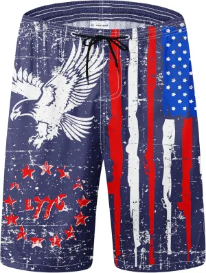Mens Swim Trunks Quick Dry Board Shorts with Mesh Lining, Breathable Fit Hawaii Beach Shorts Swimwear Bathing Suits