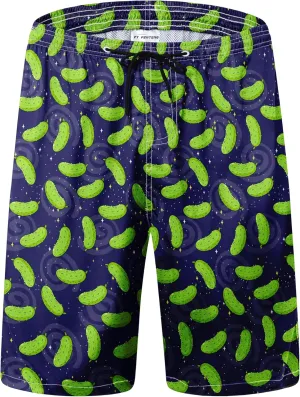 Mens Swim Trunks Quick Dry Board Shorts with Mesh Lining, Breathable Fit Print Beach Shorts Swimwear Bathing Suits